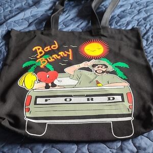 Bad Bunny Graphic Tote Bag - Black